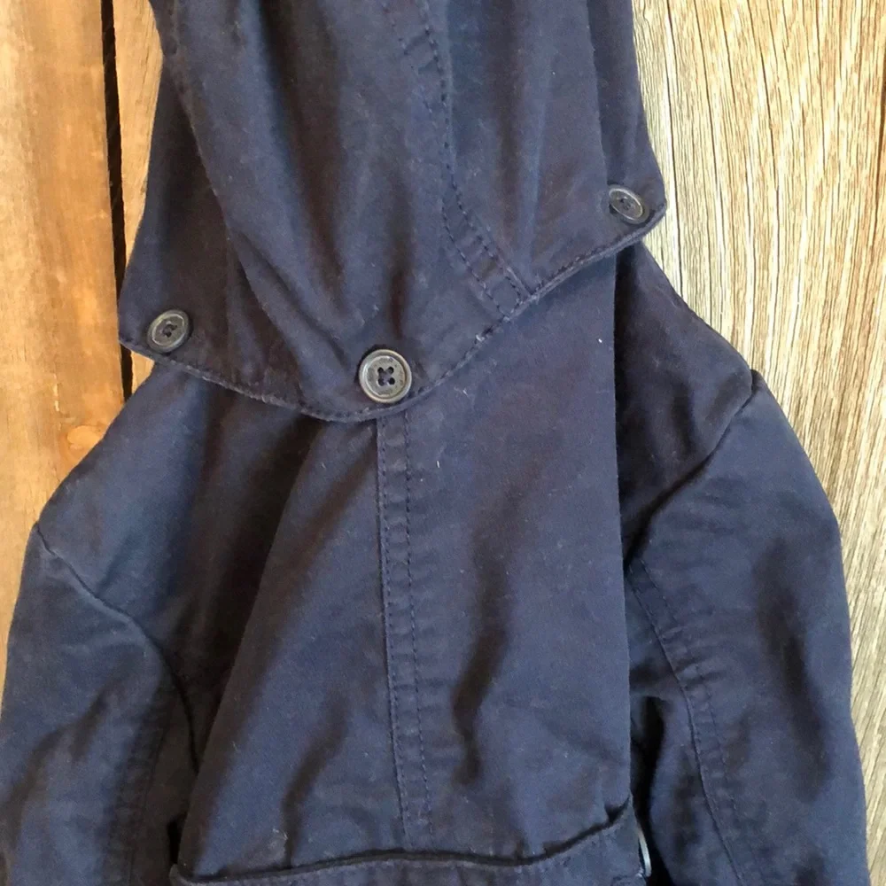 GapKids Cotton Hooded Pea Coat in Navy Blue Size XS 4-5 Girls